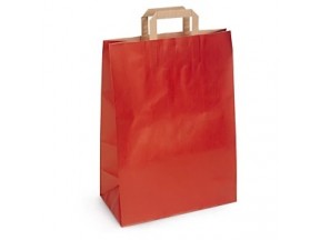 Sacchetti shopper di carta rosso pz.50 cm 18+8x24h manico piatto