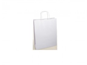 Sacchetti di carta bianco pz.50 manico cordino cm 14+8x21