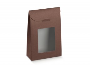 Scatole sacchetto marrone c/finestra pvc  mm.170x70x235h