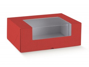Scatole cartone regalo rosso con finestra mm 350x350x150
