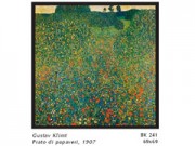 Gustav klimt prato di papaveri cm. 69x69 stampa arte affiches