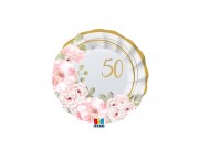 Piatti  di carta piani pz.8 cm.20 50Â° anniversario floral
