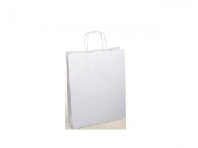 Sacchetti di carta bianco pz.50 manico cordino cm 18+7x24