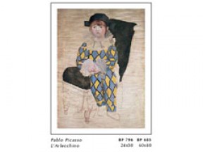 Pablo picasso l'arlecchino cm. 60x80 stampa arte affiches